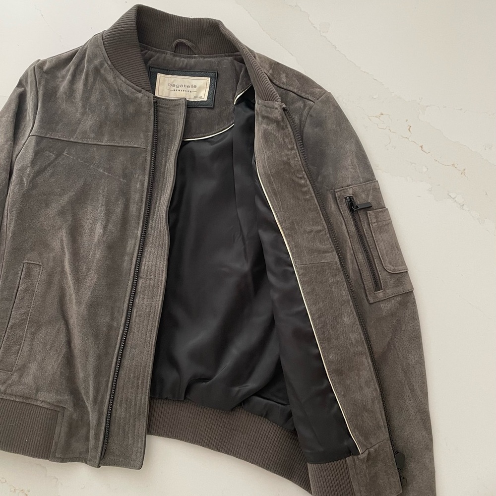 NWT Bagatelle gray leather suede bomber jacket - Picture 8 of 12